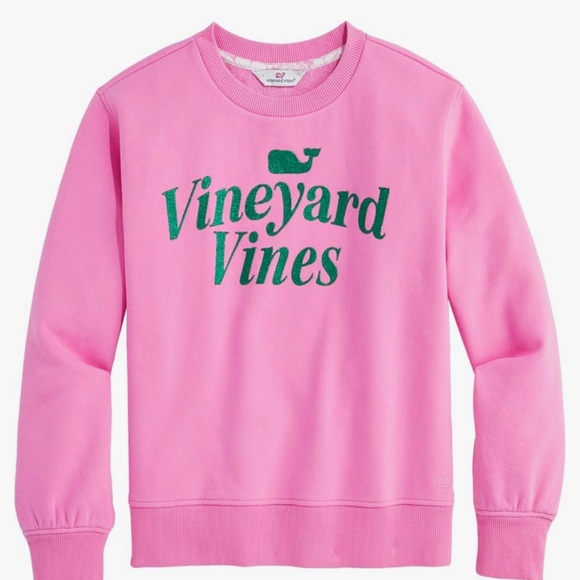 Vineyard Vines Girl’s Relaxed Crewneck Pink Tea Rose Sweatshirt Size 10-12 Med - Picture 5 of 9